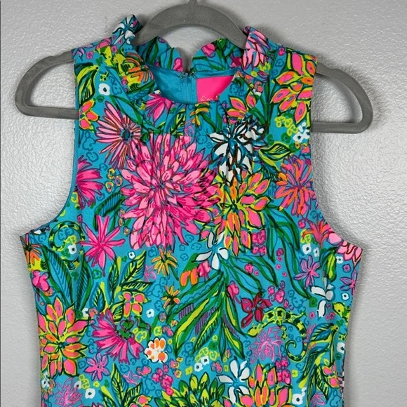 Lilly Pulitzer Adalina Romper Sea Breeze Blue Walking on Sunshine print size 10 - Picture 3 of 10